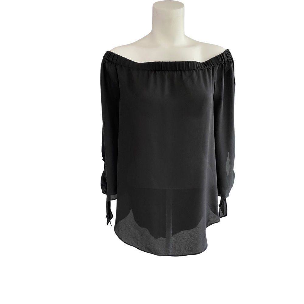 Wear Abouts Off the Shoulder Black Chiffon Top L‎
